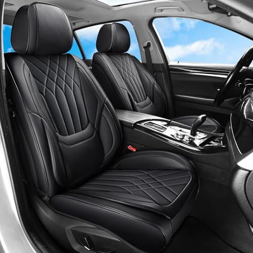 Full Coverage Car Seat Covers Full Set Waterproof, Luxury Leather Automotive Seat Covers Car Seat Protector, Front & Rear Seats Cover Sets Universal Fit for Most Vehicles Sedans SUVs, Black - color: Black, size: Full Set