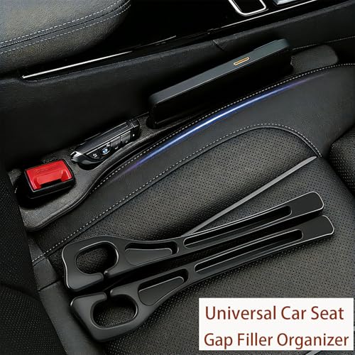 Car Seat Gap Filler, 2-Pack Universal Seat Gap Filler Organizer,Seat Side Gap Seam Filler Organizer Between Seat and Centre Console, No Drop Seat Guard for Phones,Keys & Cards, Fits Cars, SUVs, Trucks