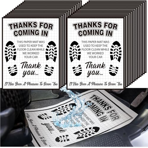 Drydiet 500 Pcs Waterproof Car Floor Mats Covers PE Plastic Protector Automotive Floor Mats Disposable Auto Vehicles Pads Car Vehicle Mat Bulk Printed with Footprint Words(15.75 x 20 Inch,White) - size: 15.75 x 20 Inch