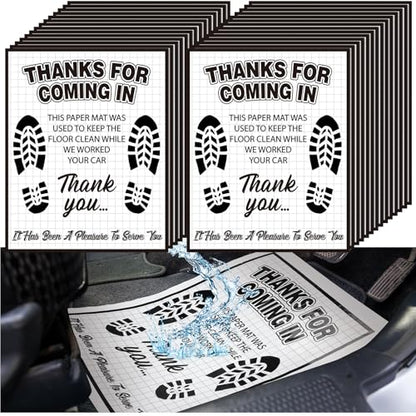 Drydiet 500 Pcs Waterproof Car Floor Mats Covers PE Plastic Protector Automotive Floor Mats Disposable Auto Vehicles Pads Car Vehicle Mat Bulk Printed with Footprint Words(15.75 x 20 Inch,White) - size: 15.75 x 20 Inch