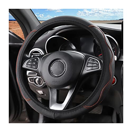 LoyaForba Car Steering Wheel Cover, Non-Slip Microfiber Leather Steering Wheel Cover, Breathable Vehicle Soft Handle Protector, Universal Automotive Interior Accessories for Women Men Girls (Orange) - color: Orange