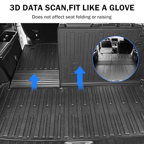 Trunk Mat & Backrest Mat & 2nd Row Seat Backrest for Toyota Grand Highlander 2024-2026(7 Seater Only), All Weather TPE Cargo Liner, Waterproof Scratch-Resistant Full Coverage Cargo Mats - size: for grand highlander 2024+