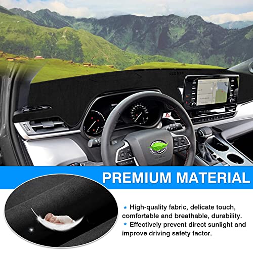 Autorder Dashboard Cover Mat for Toyota Sienna 2021-2024 2025 2026 Accessories Dash Cover Flannel Dash Mat Sunshade Glare UV Rays Protector