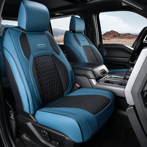 Coverado Tundra Seat Covers, Front Car Seat Covers Fit for Tundra 2007-2013 2022 2023 Faux Leather Seat Covers for Car Seat Protector Cushion for Truck Car Interior Accessories(Blue)