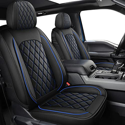 2PCS Front Seat Covers,Waterproof Car Seat Cover Blue Vehicle Cushion Cover Breathable Fit for Most Sedan, Truck and SUV (Black and Blue,2PCS) - color: Black Blue, size: 2PCS Front