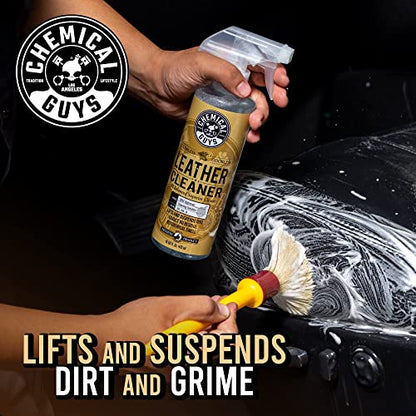 Chemical Guys Leather Cleaner and Conditioner Kit - Car Cleaner and Conditioner, Safely Cleans & Conditions Leather Car Interiors, Furniture, Shoes, Boots, Bags, Apparel & More, 2 Bottles (16 oz Each) - style: 16 Fl Oz KIT