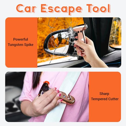SINSEN Car Window Breaker Seatbelt Cutter, Glass Breaker Emergency Tool, Safaty Hammer Escape Kit, 3-in-1, Neon Purple - color: Vibrant Purple, size: 2