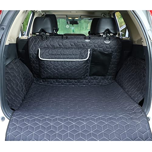 SUV Cargo Liner for Dogs,100% Waterproof Pet Trunk Car Seat Cover Mat with Bumper Flap Protector,Dog Protect Auto Carpet, Heavy Durable Pet Car Seat Protector for SUV CRV RAV4 Q5 CX5 - color: Cargo Liner-Black, size: Small-52"
