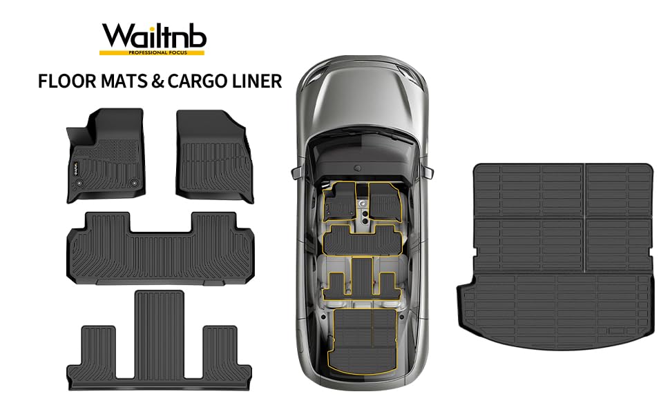 Wailtnb- for Buick Enclave 2018-2024 Floor Mat Cargo Mat All Weather Automotive Floor Liner Car Mat Custom Fit for Enclave Accessories Black - style: 1|For Enclave|2018-2024|Backrest set