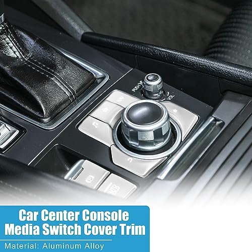 Car Center Console Gear Panel Multi-Media Handbrake Switch Cover Trim for Mazda CX-5 2017-2020 Silver Tone (Set of 7) - color: Silver Tone
