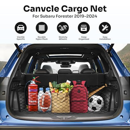 Canvcle Trunk Cargo Net for 2019-2024 Forester Accessories Envelope Style Mesh Trunk Net Organizer and Storage Stretchable Adjustable Elastic Nylon Rear Cargo Netting with Hooks - style: for Forester