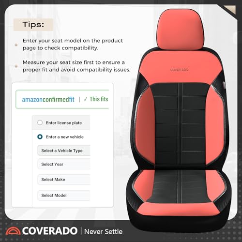 Coverado Leather Seat Covers Front and Rear Seat Cover 5 Seats Automotive Waterproof Car Seat Covers Universal Fit for Most Cars SUV Trucks, Red&Black - color: RedB, size: FullSet