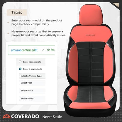 Coverado Leather Seat Covers Front and Rear Seat Cover 5 Seats Automotive Waterproof Car Seat Covers Universal Fit for Most Cars SUV Trucks, Red&Black - color: RedB, size: FullSet