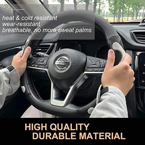 D Shaped Comfy Grip Steering Wheel Cover, Anti-Slip Design, Flat Bottom 14.5-15 Inch(Silicone White)