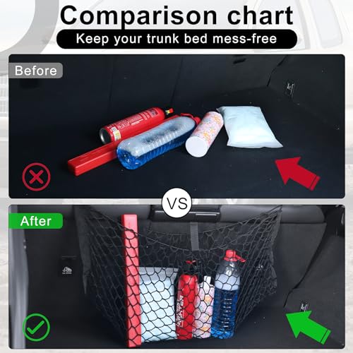 Amiss Cargo Net Stretchable, Car Exterior Accessories, Adjustable Elastic Trunk Storage Net with Hook for SUVs, Cars and Trucks (11.8"x 31.5") - size: 11.8×31.5 Inch