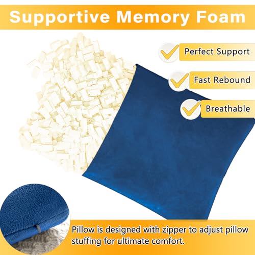 1 MIDDLE ONE 2 Pack Small Pillow, Memory Foam Mini Pillow 11 X 7 Inches for Travel, Sleeping, Nap and Neck, Knee, Lumbar Support, Tiny Cushion for Pet, Dogs (Blue) - color: Blue, size: 11x7 inch