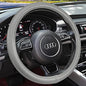 Haokay Heavy Duty Pure Cowhide Steering Wheel Cover SUV Car, Gray Genuine Leather Steering Wheel Cover Men Women Universal 14.5 to 15 Inch - color: GREY-1