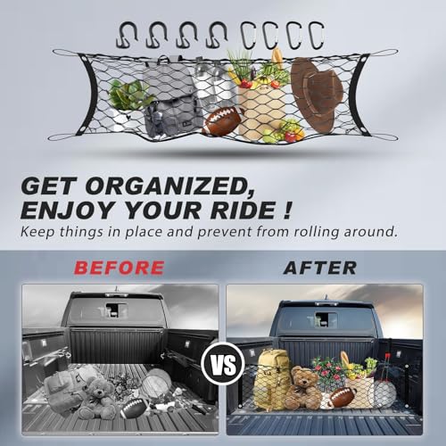 Truck Bed Cargo Net for Toyota Tundra 2022-2025 2026 Accessories, Karltys Envelope Style Pickup Truck Cargo Net for Tundra, Heavy Duty Nylon Mesh Storage Trunk Netting Organizer - size: for Toyota Tundra