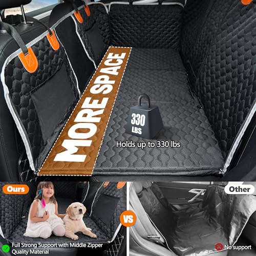 Back Seat Extender,Dog Car Seat Cover,Waterproof Pet Hammock Travel Bed,Durable Camping Air Mattress,Non Inflatable Car Bed Mattress Easy Clean for Car SUV Truck (Black) - color: Black