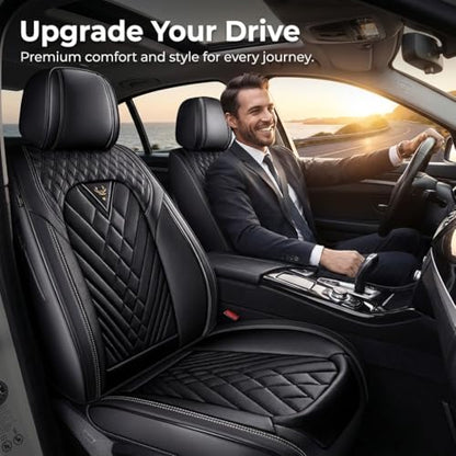 Leather Car Seat Covers for Ford F150 2003-2026, Automotive Seat Covers & Accessories Full Set, Diamond Pattern Waterproof Seat Covers for Car, Black - size: Ford F150 Full Set