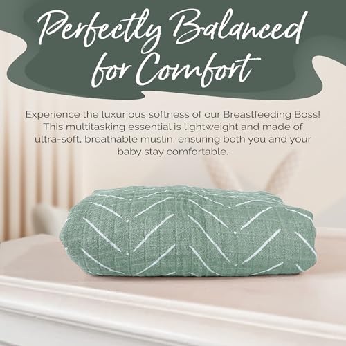 Itzy Ritzy Breastfeeding Boss Multi-Use Cover – A Nursing Cover, Swaddle, Car Seat Wrap, Tummy Time Mat & Burp Cloth All in One – Made of Soft Muslin Fabric & Measures 47” x 47” (Sage Mudcloth) - color: Sage Mudcloth