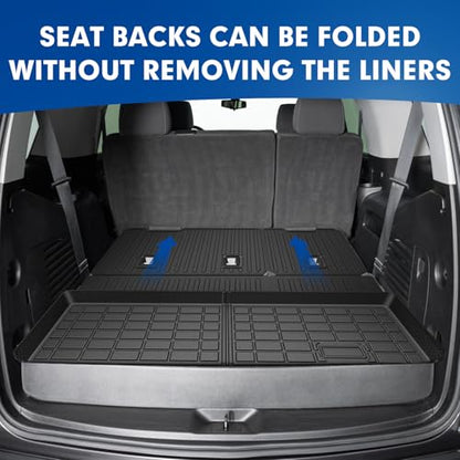 Mixsuper Cargo Liner for Chevy Tahoe 2015-2020, Cargo Mat Backrest Mat for Tahoe, All Weather Trunk Mat Backrest Mat TPE Back Seat Cover Protector for Tahoe Accessories - size: 15-20 |Tahoe| Cargo & Backrest Mat