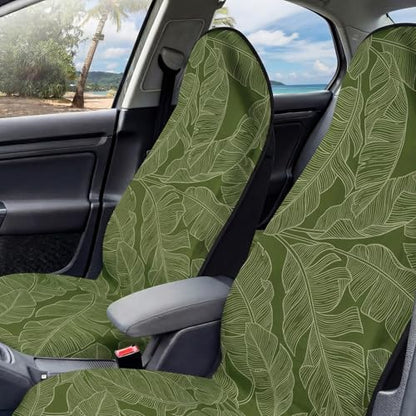 2 Pack Car Seat Towel Covers, Sweat Protector for Front Seats, Premium Thickened Microfiber with Elastic Strap, Breathable & Quick Dry, Machine Washable Cover for Gym Running Universal Fit Banana Leaf - color: Banana Leaf