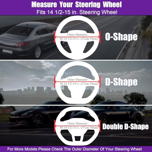 Furry Car Steering Wheel Cover, Heat Absorbing Fluffy Cover, Soft Warm Plush Non-Slip, 14 1/2-15 inch, for Women Girls, Purple - color: single cover - purple