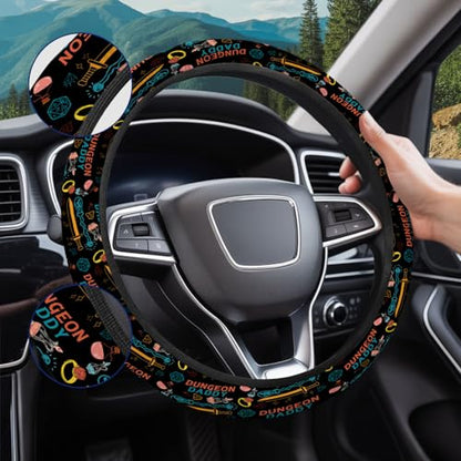 GENANY Dungeon Daddy Steering Wheel Cover, Non Slip Polyester Car Wheel Protector for Car SUV Truck, Universal 15 Inch - color: Dungeon Daddy