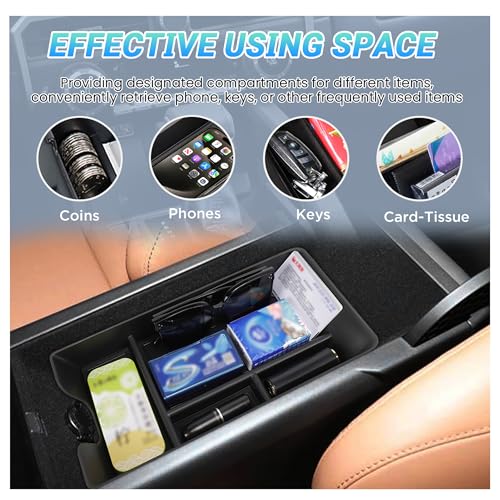 Center Console Organizer 3PC Compatible with 2025-2026 Toyota Camry Accessories, Armrest Storage Box, Charging Zone Anti-Slip Mat and Gear Shifter Right Side Console Organizer Tray - size: Center Console Organizer 3PC