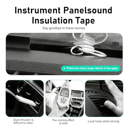 6.56Ft Car Dashboard Seal Strip, Flexible Rubber Windshield Dashboard Sealing Strip, Soundproof Dustproof Gap Filling Edge Protector Trim, Universal for Most Cars SUVs Trucks (Black)