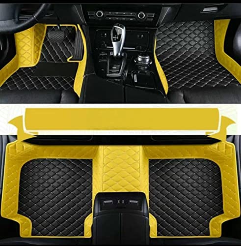 Custom Waterproof Leather Car Floor Mats Fit for Most Car SUV Truck & Sportscar All Weather Protection Vehicles (Black+Yellow) - color: Black+Yellow