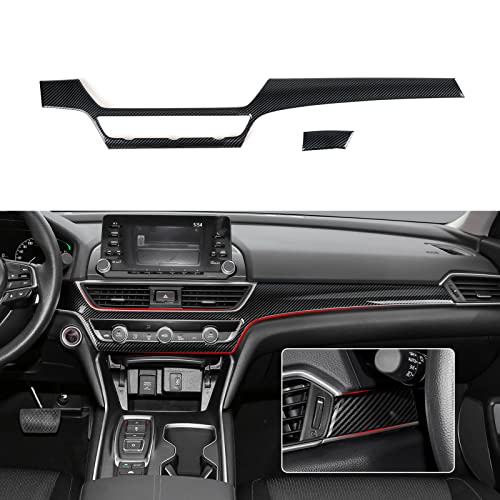 Car Dashboard Center Console Air A/C Outlet Vent Trim Decals for 2018-2022 Honda Accord 10th Gen Accessories ABS Carbon Fiber Stickers - color: Dashboard Cover