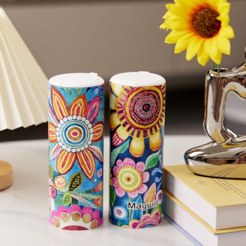 Car Tissues Holder with Facial Tissue, Car Tissue Box, Travel Tissues Cylinder,Suitable for Car Cup Holder(3-ply 4 Pack, 200 Sheets) - style: Blooming