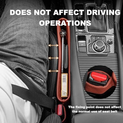 Tumecos Car Seat Pockets PU Leather Car Console Side Organizer Seat Catcher Holders Compatible with Phone Key Wallet Phone Sunglasses 2 Pack (Black+Red) - color: Black+Red