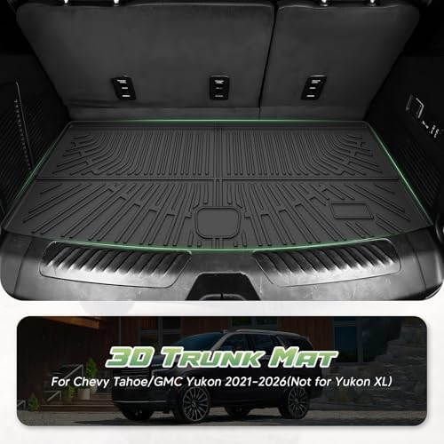 Cartist Cargo Liner for Chevy Tahoe/GMC Yukon 2021-2025 2026 (Not for Yukon XL), All Weather Cargo Mats for Tahoe Accessories, Heavy Duty TPE Behind The 3rd Row Trunk Mat, Car Accessories