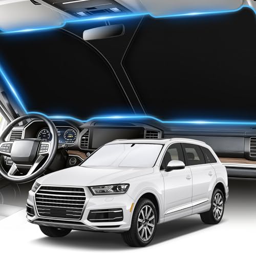 SINGARO 300T Universal Car Windshield Sun Shade, Foldable Reflective for Windshield & Window Shades with Overlapping Design, Car Interior Accessories (55" L x 26.7" W) - size: Standard
