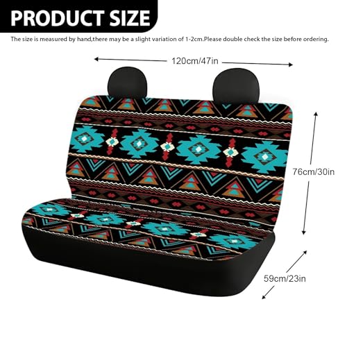 WELLFLYHOM Navajo Aztec Rear Bench Seat Cover for Cars Truck SUV Western Tribal Car Seat Covers for Women Men Geometric Stripe Back Seat Backrest Saddle Blanket Protector Set of 2 - color: 01 Tribal Navajo Aztec
