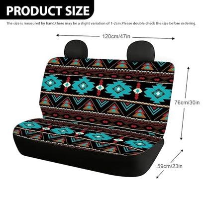 WELLFLYHOM Navajo Aztec Rear Bench Seat Cover for Cars Truck SUV Western Tribal Car Seat Covers for Women Men Geometric Stripe Back Seat Backrest Saddle Blanket Protector Set of 2 - color: 01 Tribal Navajo Aztec