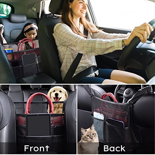 Car Seat Back Organizer - Large Capacity Storage for Purses, Handbags & Kids' Items - Black