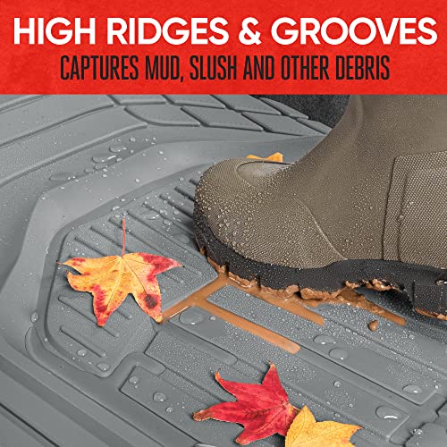Motor Trend 943-GR FlexTough Defender Car Floor Mats -Next Generation Deep Dish Heavy Duty Contour Liners for Car SUV Truck & Van-All Weather Protection, Trim to Fit Most Vehicles Gray - color: Gray, style: FlexTough NextGen