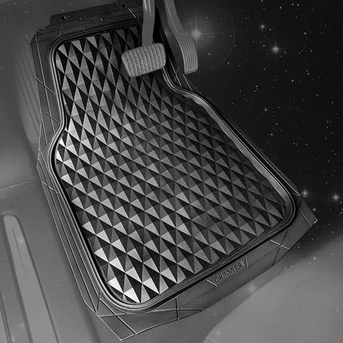 CAR PASS Heavy Duty Rubber Black Car Floor Mats & Cargo Liners, Deep Dish All-Weather Trunk Mats Durable Anti-Slip 3D Rhombus Waterproof Trim to Fit Liner Universal Fit Auto,Sedan,SUV,Truck, Black - color: black with cargo liner