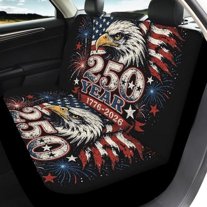 Howilath 250 Anniversary USA Eagle Car Seat Cover Set of 4 Anti-Slip Front & Rear Seat Covers Interior Accessories All Weather Universal Fit for Most Vehicles - color: 250 Anniversary USA Eagle