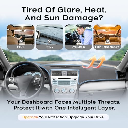 CARTIST Gray Dash Cover for 2007-2010 2011 Toyota Camry Dashboard Cover Accessories Premium Anti-Glare Sun Shade Camry Dash Mat Non-Slip&Airbag Safe Interior Protector