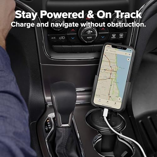WeatherTech CupFone, Universal Cup Holder Phone Mount for Cars – Adjustable & Secure Fit with Open Access for Charging – Compatible with iPhone, Android - Black