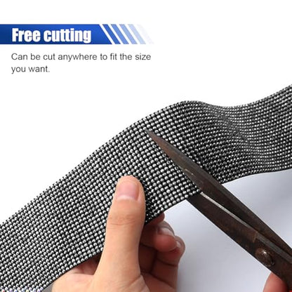 2PCS Bling Rhinestone Car Anti-Collision Adhesive Sticker Strip, Door Sill Strip for Rear Bumper SUV, Threshold Protective Stickers for Women (Black) - color: Black