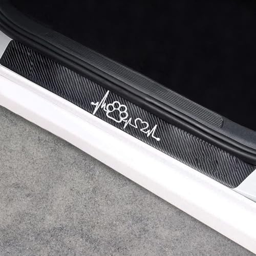 Car Door Sill Protectors 4Pcs Carbon Fiber Vinyl Threshold Decorative Scuff Plate,Anti-Scratch, Anti-Dirty, Waterproof - color: door-funny-L