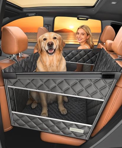 Doglike UNBREAK Large Dog Car Seat [Military-Grade Protection], 500LB Ultra-Support Back Seat Extender for Dogs Carseat Hard Bottom, Waterproof Pet Carseat Dog Hammock for Cars/SUV/Truck XL Size - size: XL Size
