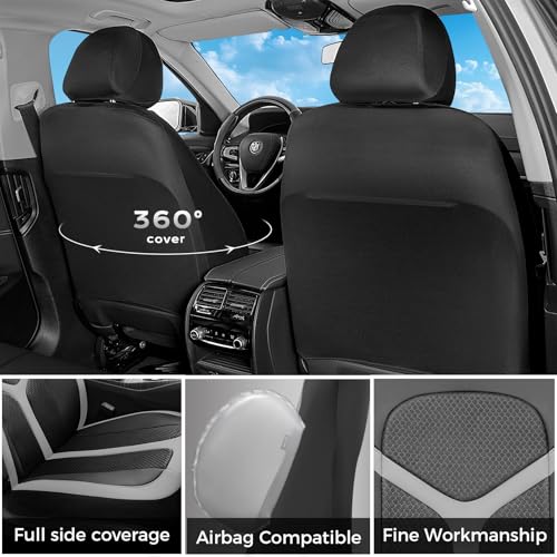 Car Seat Covers Front Seat, Universal Seat Cover 2 Seats, Automotive Seat Covers with Mesh Leather, Waterproof Car Seat Protector, Breathable Car Seat Cushion for Most Car SUV Truck, Gray - color: Gray, size: Frontpair