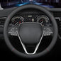 LKWLIKEI Nappa Premium Leather car Steering Wheel Cover, Non-Slip, Breathable, Universal 15 inches (red Blue line) - color: Black (red blue line)